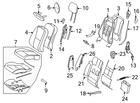 2007 Mercedes-Benz CL550 Front Seat Components Diagram