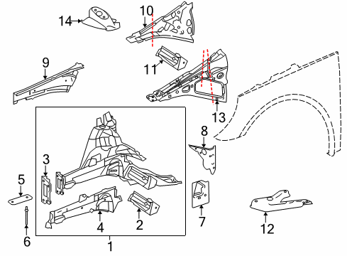 2007 Mercedes-Benz R500 Inner Components - Fender