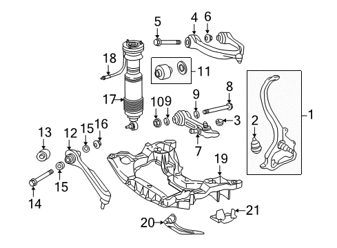 2011 Mercedes-Benz SL550 Front Suspension Components Diagram 2