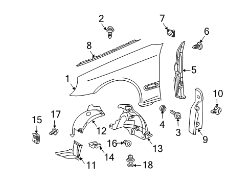 2005 Mercedes-Benz CLK55 AMG Fender & Components Diagram