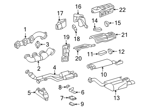 2002 Mercedes-Benz CLK55 AMG Front Muffler Diagram for 208-490-07-01