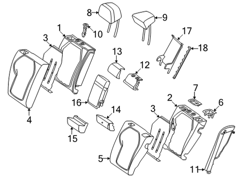 2025 Mercedes-Benz EQS 580 Rear Seat Components Diagram 2