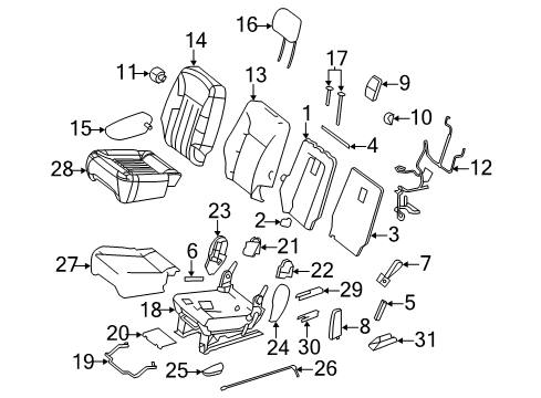 2012 Mercedes-Benz R350 Rear Seat Components Diagram 2