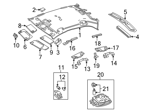 2010 Mercedes-Benz E550 Interior Trim - Roof Diagram