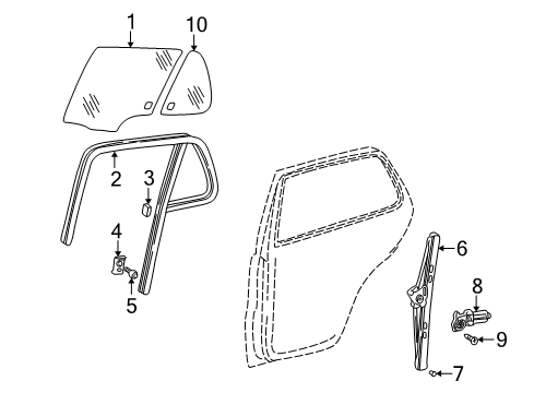 2000 Mercedes-Benz ML430 Glass - Door Diagram 2