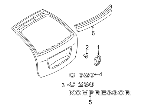 2003 Mercedes-Benz C230 Exterior Trim - Lift Gate Diagram