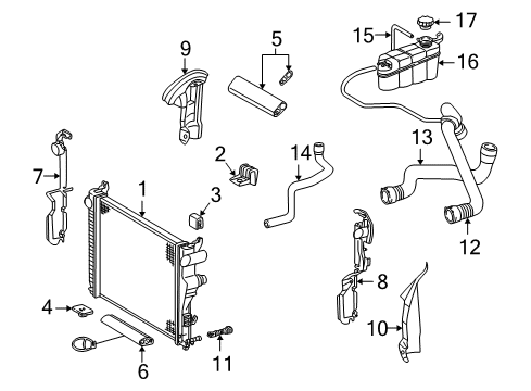 2004 Mercedes-Benz S55 AMG Radiator & Components Diagram