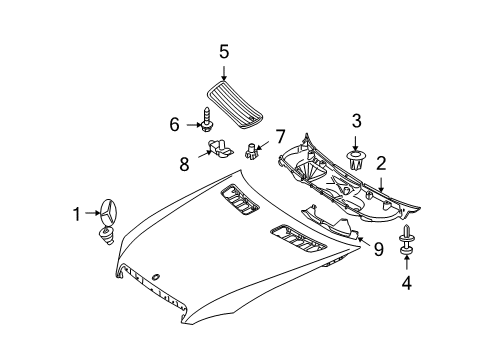 2007 Mercedes-Benz S550 Exterior Trim - Hood Diagram