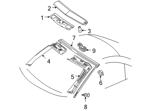 2010 Mercedes-Benz SLK300 Windshield Header & Components