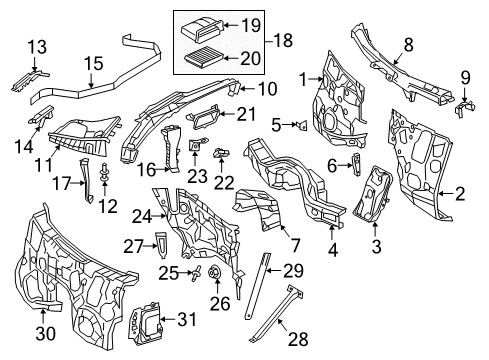2019 Mercedes-Benz E53 AMG Cowl Diagram
