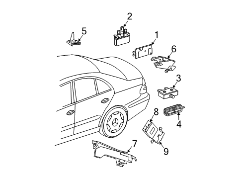 2003 Mercedes-Benz E320 Antenna Mast Diagram for 211-820-35-75-64
