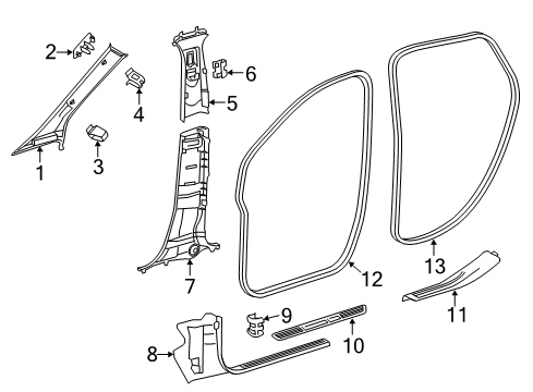 2016 Mercedes-Benz B250e Interior Trim - Pillars Diagram