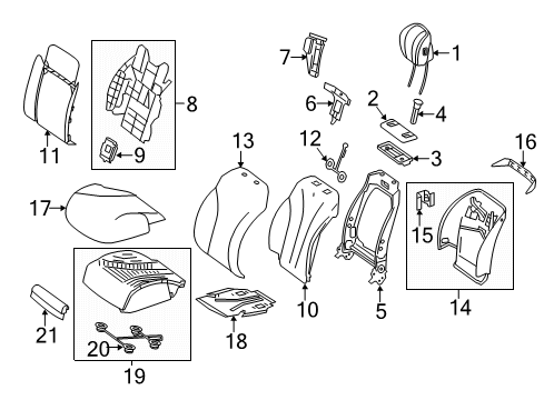 2020 Mercedes-Benz S450 Driver Seat Components Diagram 2