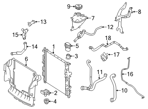 2012 Mercedes-Benz R350 Radiator & Components Diagram 2