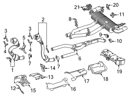 2021 Mercedes-Benz GLC63 AMG Muffler Diagram for 253-490-71-02