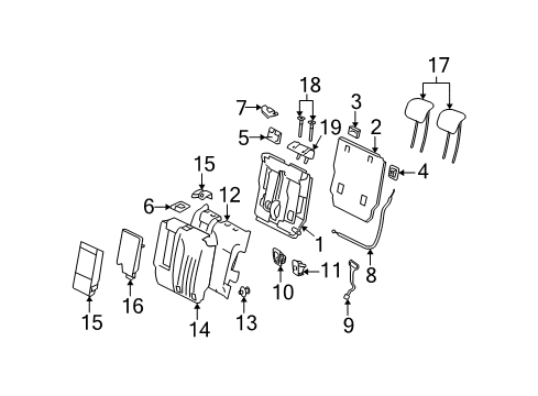 2012 Mercedes-Benz GL450 Rear Seat Components Diagram 2