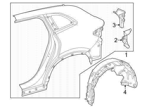 2025 Mercedes-Benz EQS 450+ SUV Quarter Panel & Components Diagram 2