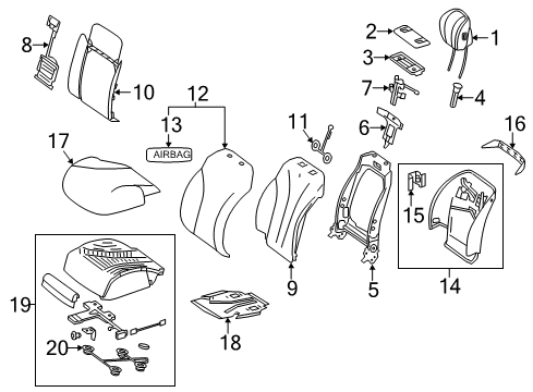 2015 Mercedes-Benz S550e Passenger Seat Components Diagram 4