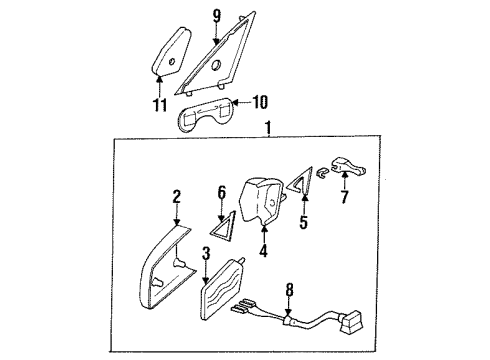 1987 Mercedes-Benz 420SEL Outside Mirrors Diagram