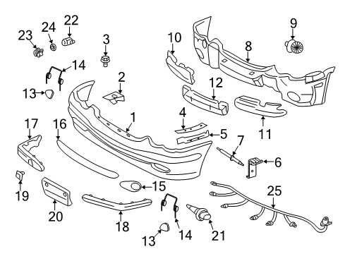 2003 Mercedes-Benz C32 AMG Air Grille Diagram for 203-885-02-53