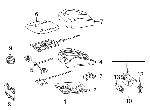 2017 Mercedes-Benz GLE43 AMG Passenger Seat Components Diagram