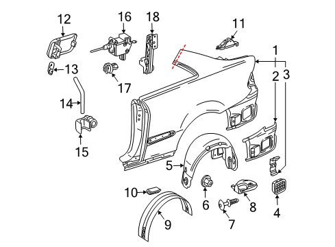 2005 Mercedes-Benz CLK55 AMG Quarter Panel & Components Diagram