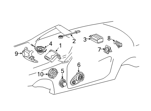 2011 Mercedes-Benz SL63 AMG Speaker Diagram for 230-820-31-02