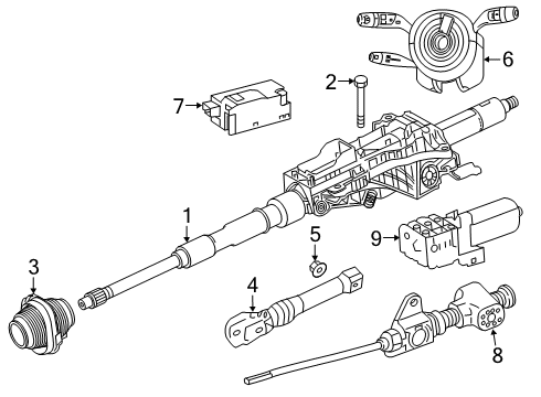 2021 Mercedes-Benz CLS450 Steering Column Assembly Diagram