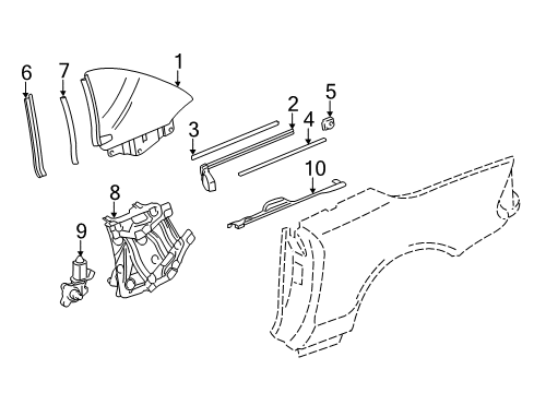 2012 Mercedes-Benz SL63 AMG Glass & Hardware - Quarter Panel Diagram