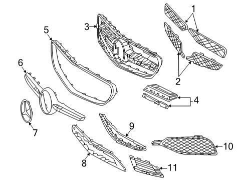 2016 Mercedes-Benz S65 AMG Grille & Components Diagram