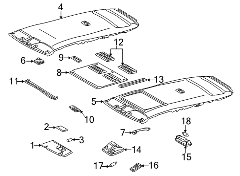 2001 Mercedes-Benz E320 Interior Trim - Roof Diagram 2