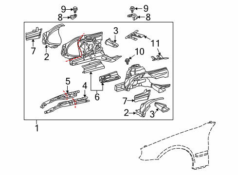 2005 Mercedes-Benz CL65 AMG Structural Components & Rails