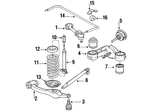 1990 Mercedes-Benz 350SDL Front Suspension Components