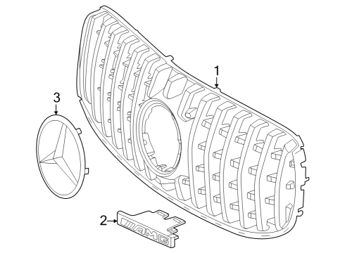 2025 Mercedes-Benz GLS63 AMG Grille & Components Diagram