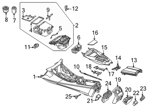 2024 Mercedes-Benz AMG GT 43 Front Console Diagram