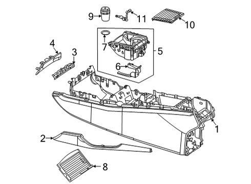 2022 Mercedes-Benz GLE53 AMG SUV Console Diagram 2