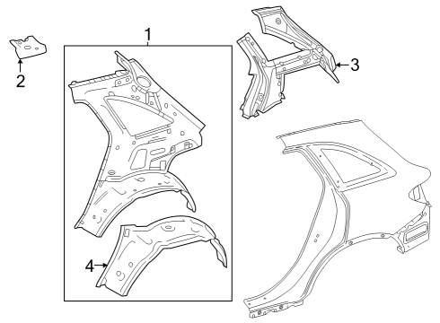 2021 Mercedes-Benz GLC63 AMG Inner Structure - Quarter Panel Diagram