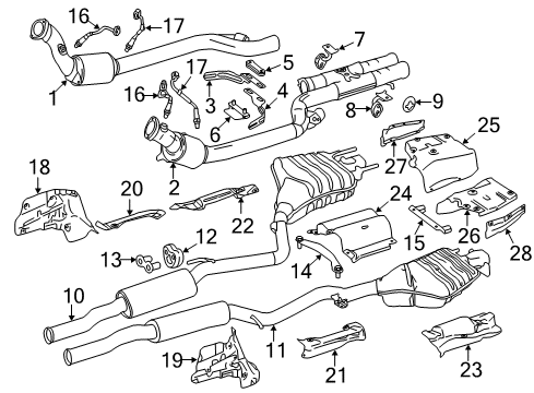 2012 Mercedes-Benz S63 AMG Exhaust Components Diagram