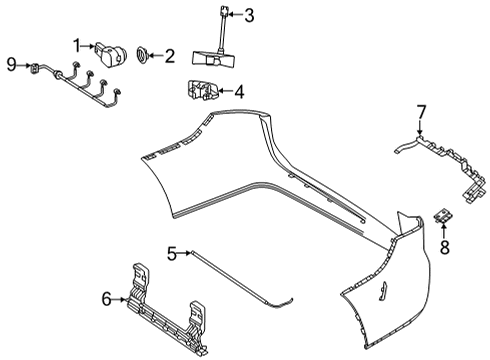 2024 Mercedes-Benz GLS580 Electrical Components - Rear Bumper Diagram