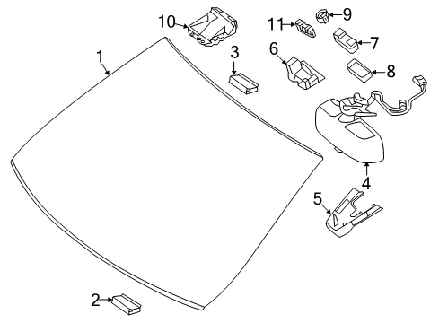 2016 Mercedes-Benz SLK300 Glass - Windshield Diagram