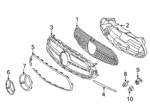 2022 Mercedes-Benz E350 Grille & Components Diagram