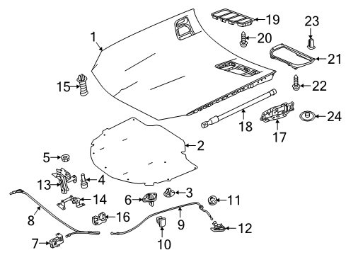 2017 Mercedes-Benz SLC300 Hood & Components Diagram