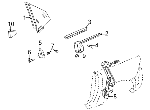 2003 Mercedes-Benz SLK320 Glass & Hardware - Quarter Panel Diagram
