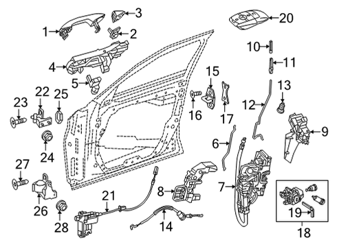 2021 Mercedes-Benz E53 AMG Front Door - Lock & Hardware Diagram
