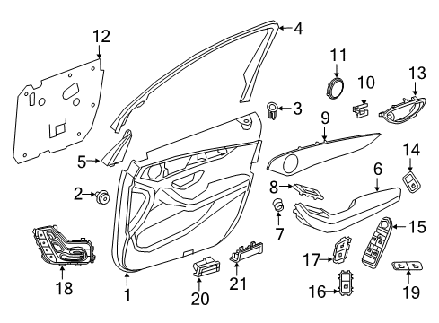 2021 Mercedes-Benz GLC63 AMG S Interior Trim - Front Door Diagram