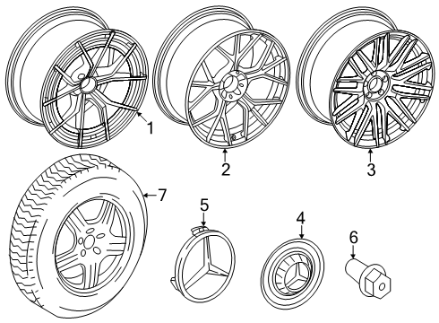 2024 Mercedes-Benz AMG GT 63 EXCHANGE SPOKE WHEEL Diagram for 192-401-13-00-1X71