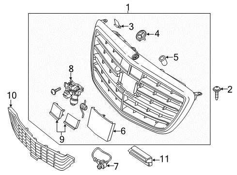 2017 Mercedes-Benz S600 Grille & Components Diagram