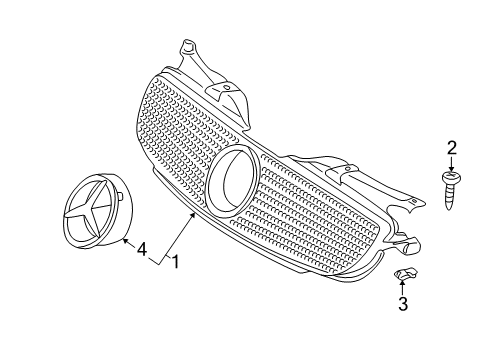 2001 Mercedes-Benz SLK320 Grille & Components Diagram
