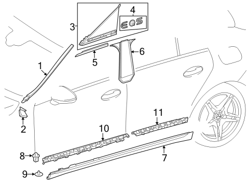 2025 Mercedes-Benz EQE 350+ Exterior Trim - Pillars