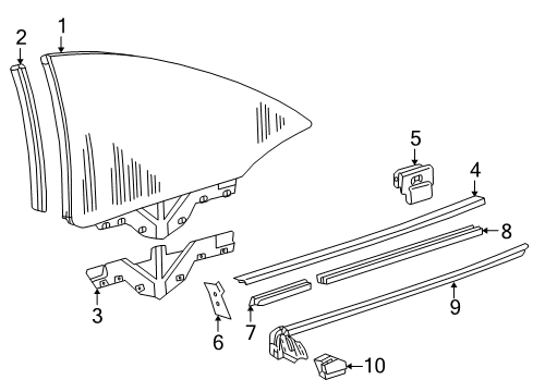 2003 Mercedes-Benz CLK320 Glass & Hardware - Quarter Panel Diagram